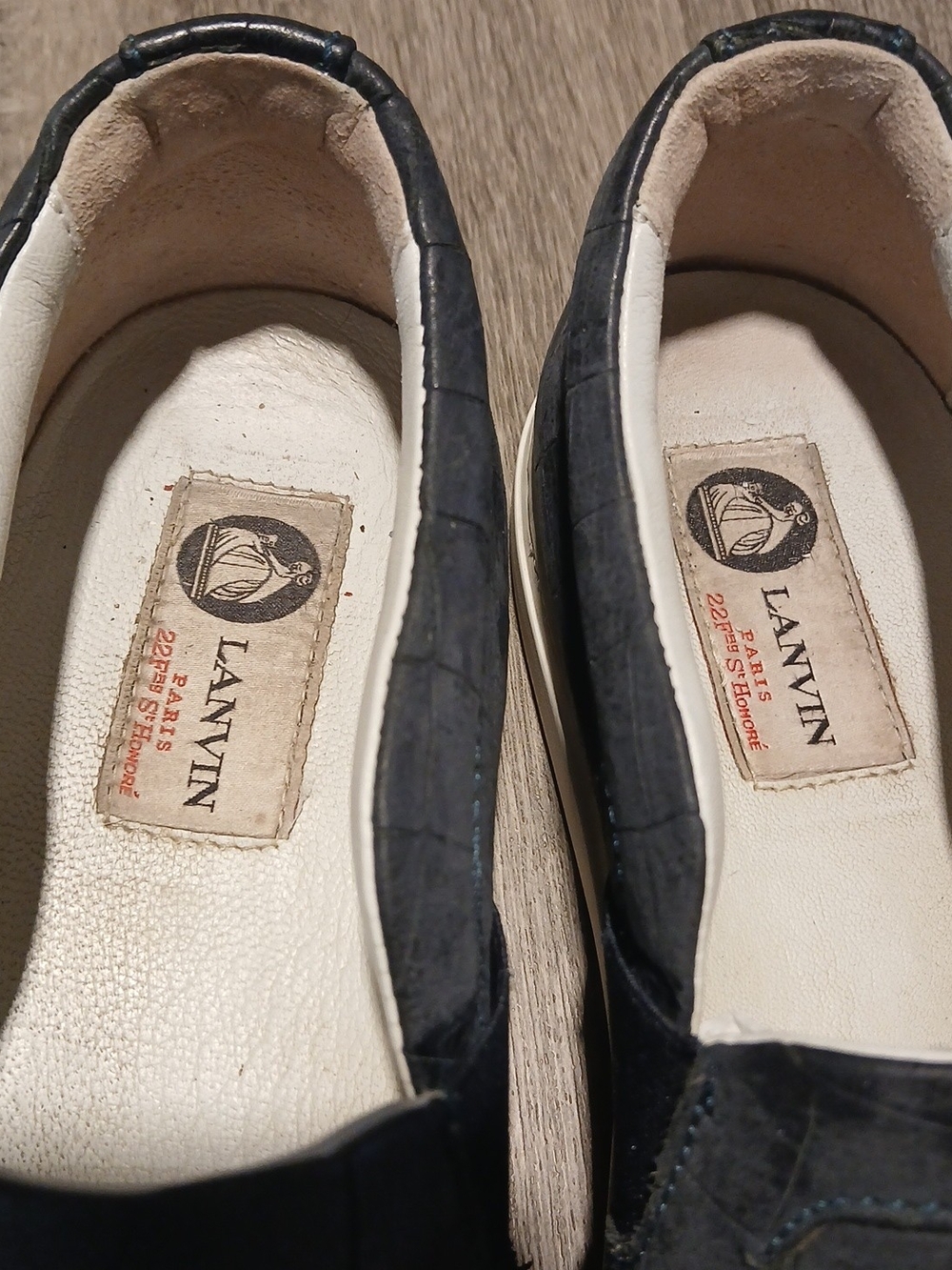 Lanvin Navy Blue Croc-Embossed Suede Slip-On Skate Sneakers - Size EU 38 - Picture 2 of 13